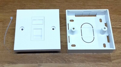 2x Kauden CAT6 RJ45 Modul in Single Faceplate 1 Port Netzwerkdose + Backbox