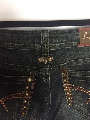 LA Idol Thick Stitching Dark Wash Jeans Size 1 Embellished - Picture 10 of 11
