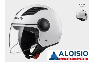 CASCO JET LS2 OF562 AIRFLOW CONDOR WHITE BLACK RED CON VISIERA LUNGA TG S