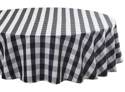 Tektrum 70'' Round Tablecloth-Waterproof/Wrinkle Free - Black/White Checker