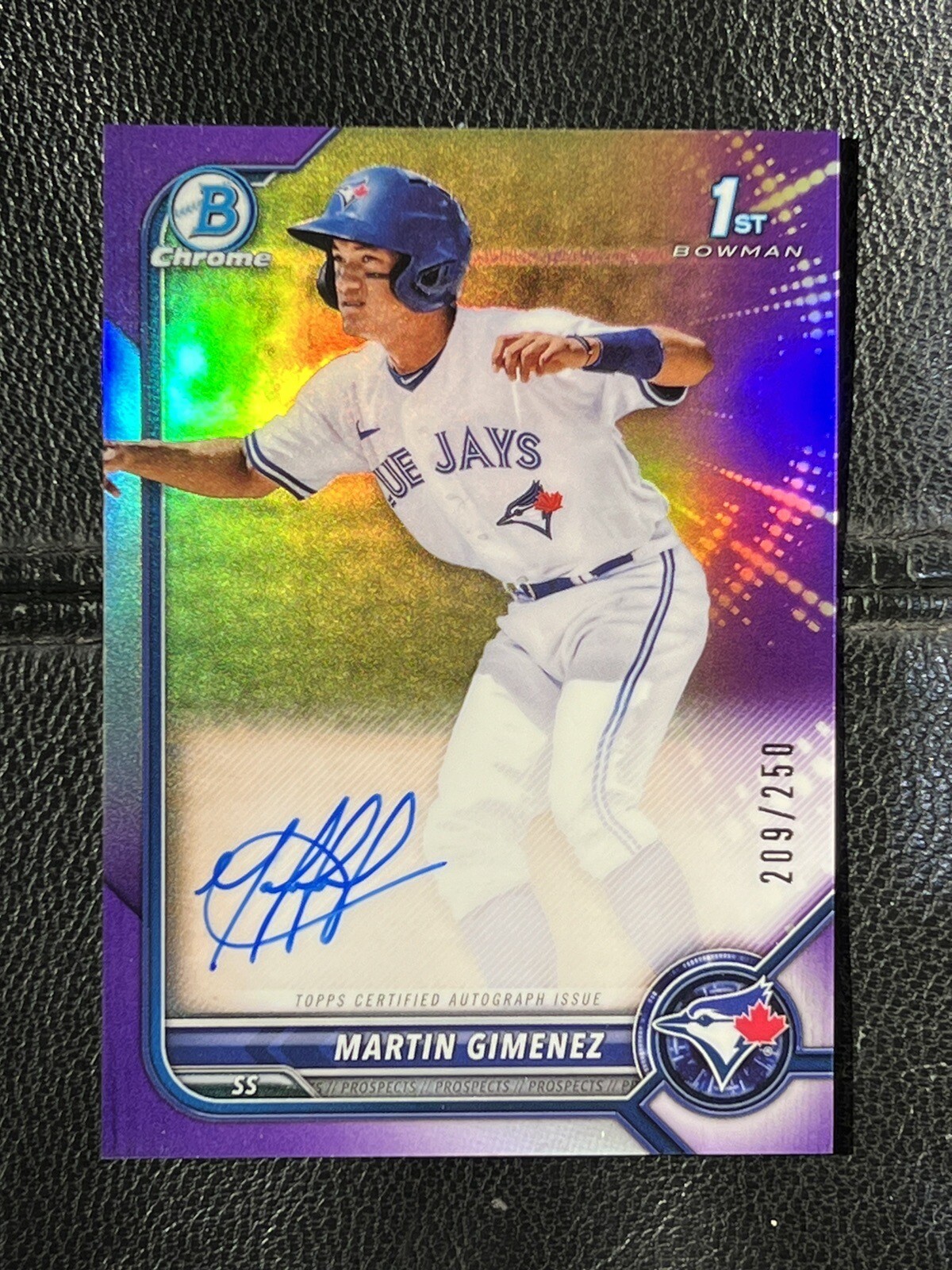 MARTIN GIMENEZ 2022 Bowman Chrome Purple Refractor Auto 209/250 1st