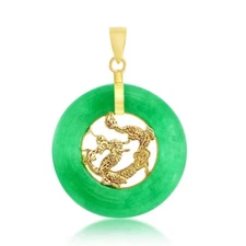 iJewelry2 - 14K Yellow Gold Jade Dragon Design Pendant