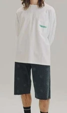 $275 Martine Rose Mens White Long-Sleeve Crewneck Oversized Pocket T-Shirt Sz M