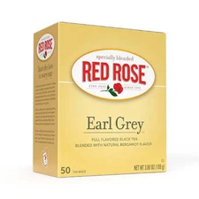 Red Rose Earl Grey Tea Full Flavored Black Tea Bags - 50 Count