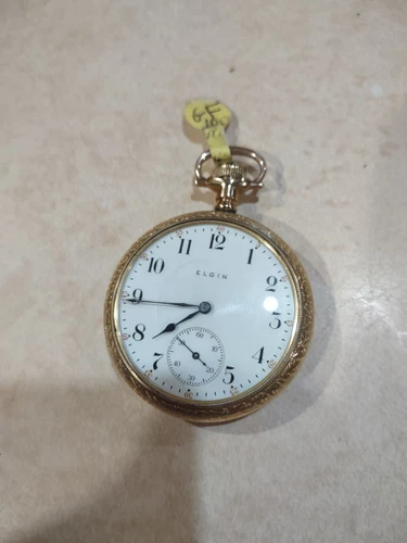 Elgin antique gold filled open face pocket watch 1917 area
