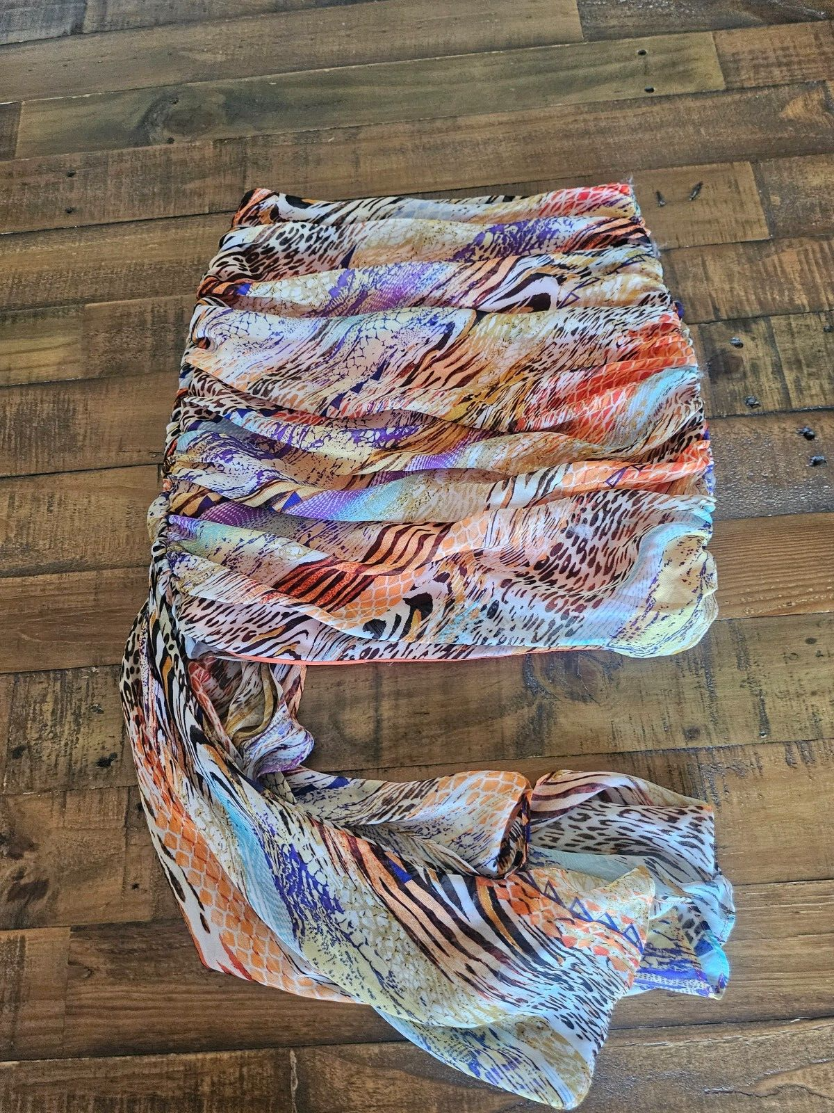 Luxxel MINI SKIRT (Small) MULTICOLOR Side Zipper Close LINED Extended Flounce-image