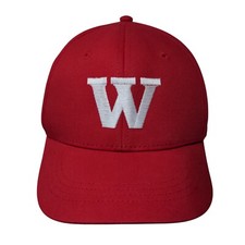 Letter W Youth Strapback Hat Red OS Adjustable Embroidered Vented Holes Otto