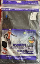 Indera Thermal Underwear Women s L Black Rib Knit Top Shirt 38 - 40 Soft