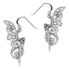 Sterling Silver Faerie Earrings Dryad Design fairy magic wiccan pagan jewelry SS