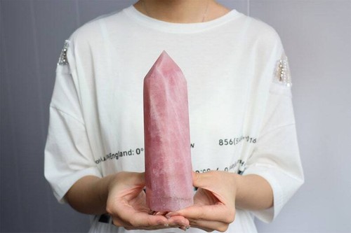 8 Zoll natürlicher Rosenquarz Obelisk, Quarz Kristall Spitze Stab Turm, Reiki heilen XA6218 - Bild 6 von 10