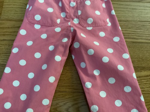 Gymboree Girl SZ 8 Pink w/ White Polka Dots Adjustable Waist Cuffed Capris - Picture 13 of 16