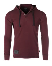 ZIMEGO Men’s Long Sleeve Thermal Waffle Lightweight Hooded Henley Shirt