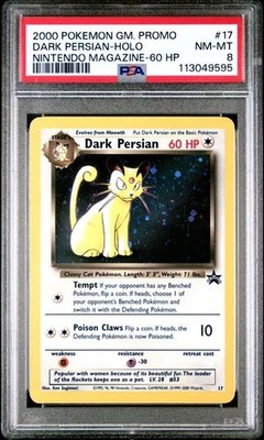 2000 Pokemon Game Promo Dark Persian Holo #17 Nintendo Magazine