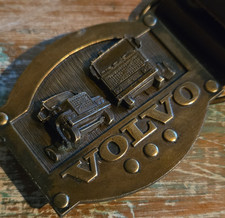Volvo Vintage Mens Brown Dress Belt 36 Brass Buckle Trucks Automotive Theme