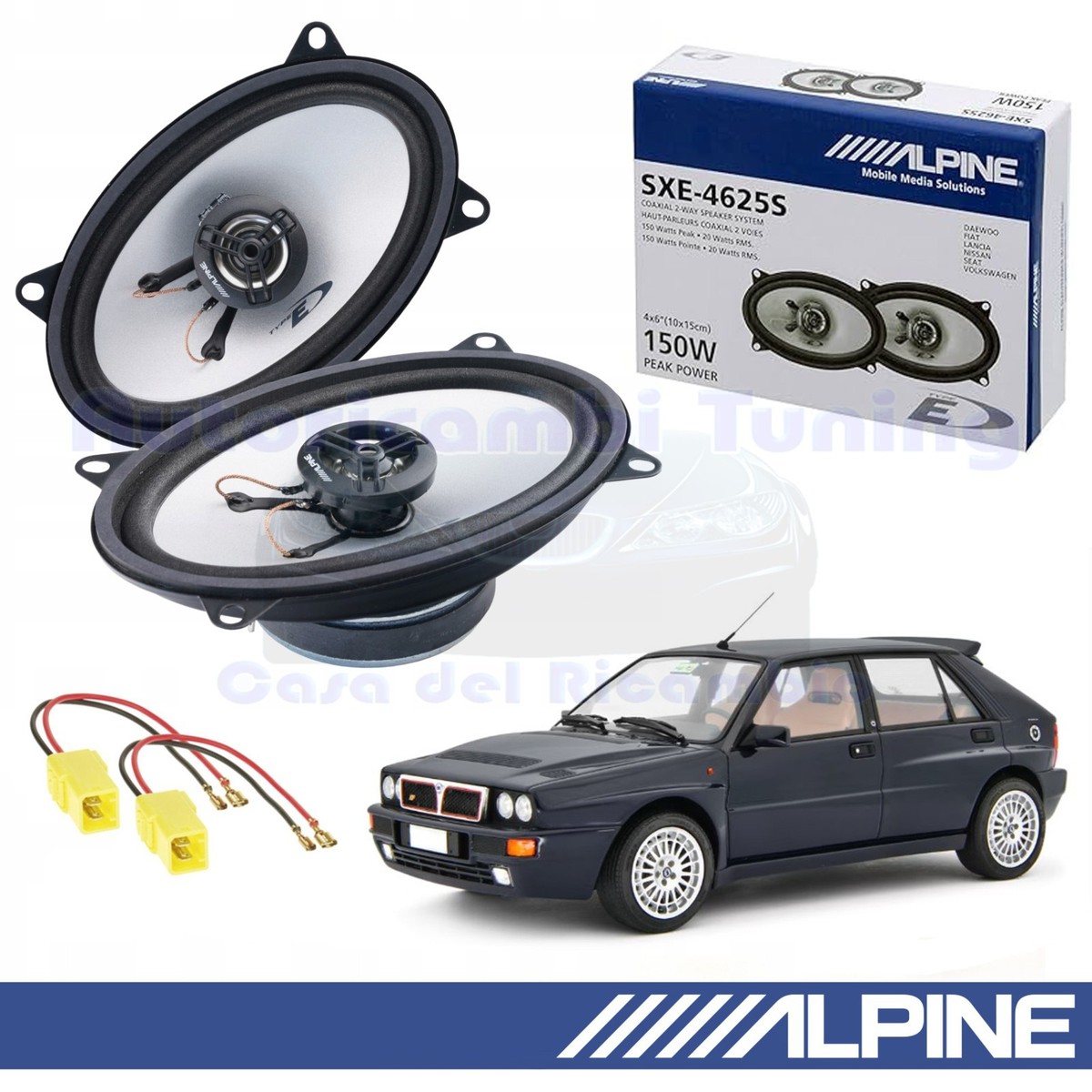 SXE-4625S Alpine Speakers Coaxial Front 10X15 150W For Lancia