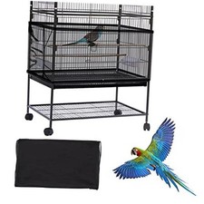 Large Bird Cage Cover, Bird Cage Seed Catcher, Adjustable Soft Airy Black