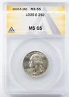 Certified 1935-S Washington Quarter ANACS MS65 25c Silver