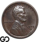 1909-S VDB Lincoln Cent Wheat Penny Collector Favorite, AU+ Pursued Key Date