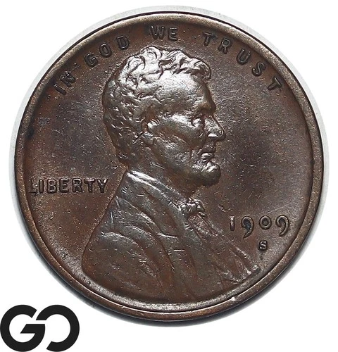 1909-S VDB Lincoln Cent Wheat Penny Collector Favorite, AU+ Pursued Key Date