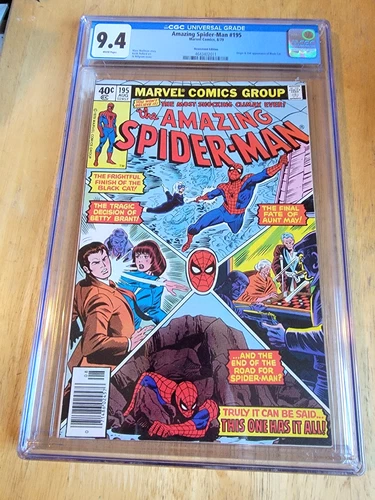 AMAZING SPIDER-MAN #195 1979 CGC 9.4 White Pages 2nd Appearance Black Cat News