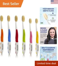 Dr. Plotka's Family Pack of 6 Soft Flossing Toothbrushes - Gentle Care for All