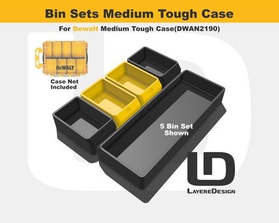 DEWALT Tough Case DWAN2190 Bin Sets | Small Parts Organizer | Black or Yellow