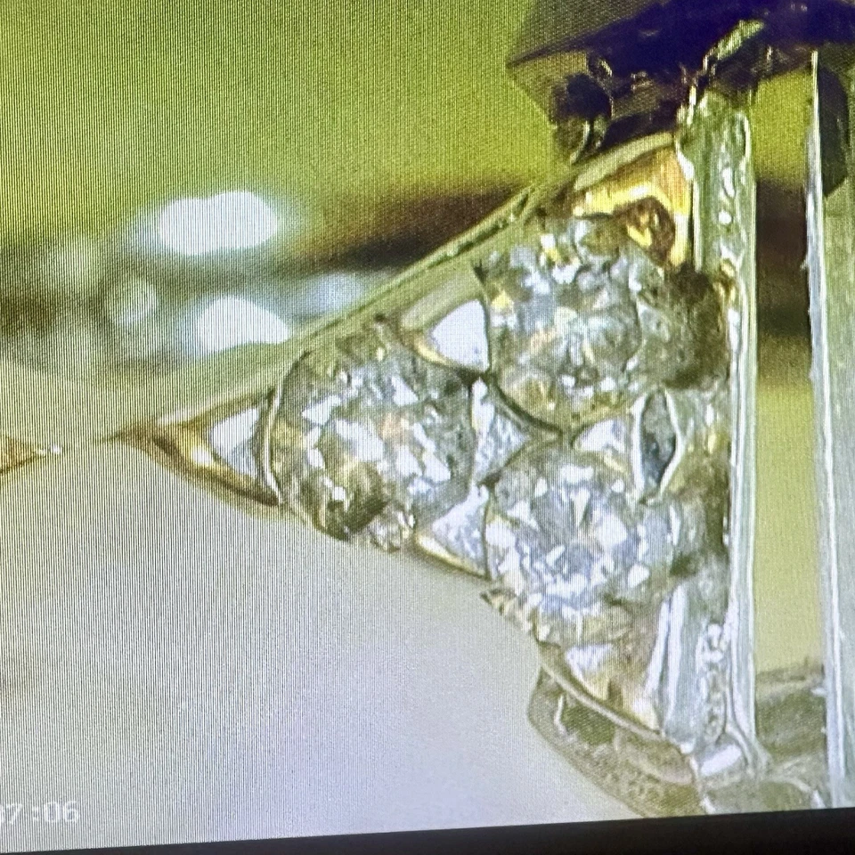 Impresionante anillo de oro blanco de 14k 2,7 quilates aguamarina + 6 diamantes, talla 6 Foto 4 de 4