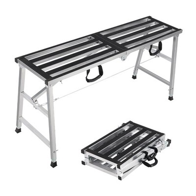 Folding Scaffolding Platform Steel Step Ladder Stool Height Adjustment 27-43''...