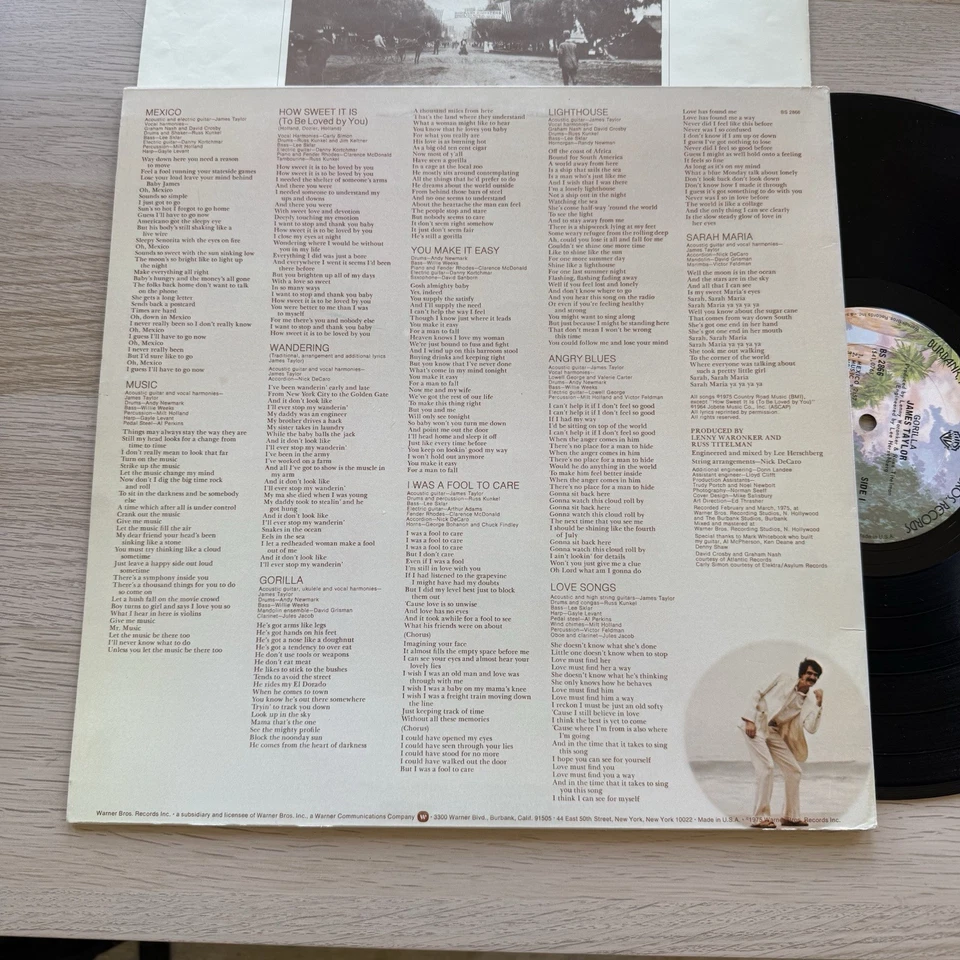 JAMES TAYLOR 1975 Original 1st US Pressing Complete W/Original Sleeve! Nice Copy Foto 4 de 4