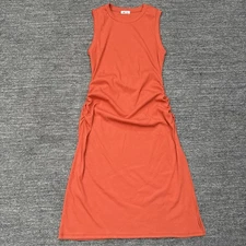West K Dress Women Large Orange Sleeveless Ruched Waist Bodycon Dance USA Ribbed