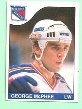 (1) GEORGE MCPHEE 1985-86 O-PEE-CHEE # 252 RANGERS  ROOKIE EX-MT CARD (N0082). rookie card picture