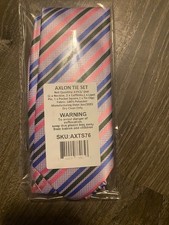 Men's Striped NeckTie Handkerchief Matching Tie Set