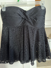 Women s Black Strapless Sweetheart Eyelet Bab...