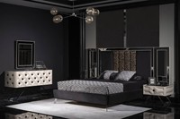 Komplett MöBel Moderne Schlafzimmer Bett 2X Nachttische Schminktisch Mit Spiegel