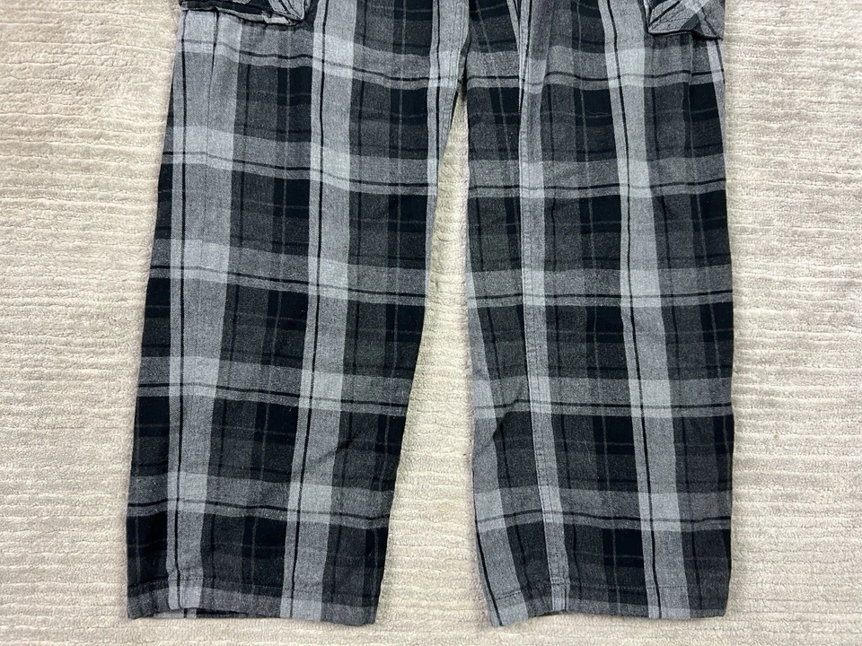 Duluth Pajama Pants Mens Medium Black Plaid Cargo 100% Cotton Drawstring - Image 3 of 4