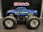 2004 Vintage Mattel Monster Jam 1/24 Blue Thunder Monster Truck Diecast Car.