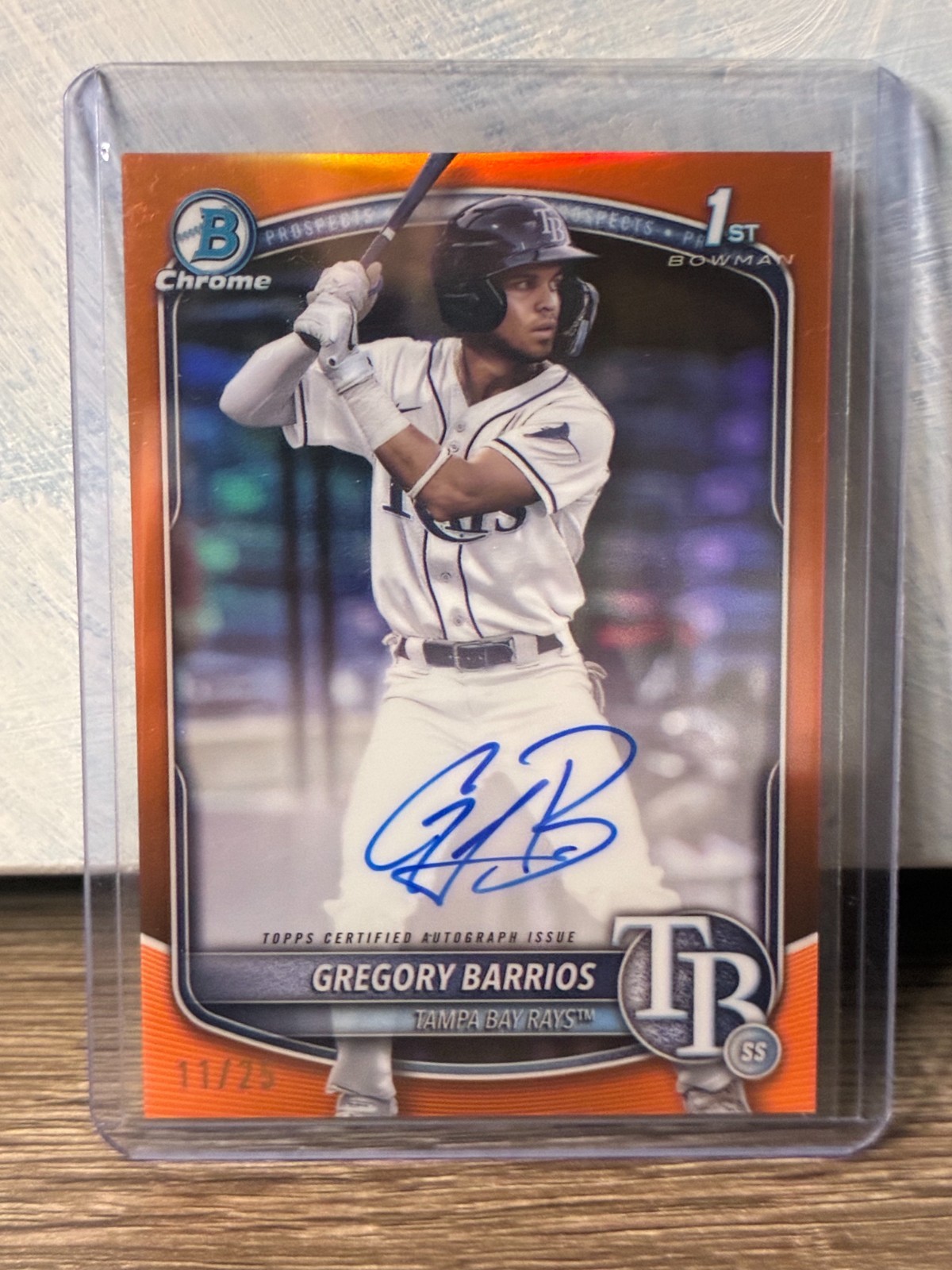 2025 Bowman Chrome Gregory Barrios 1st True Orange Auto /25 SP CPA-GB