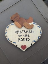 Chairman Of The Bored Bear Heart Wood Art Vintage