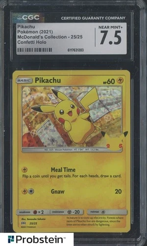 2021 Pokemon McDonald's Collection Confetti Holo #25 Pikachu CGC 7.5 NM+