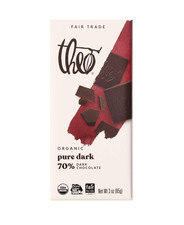 Chocolate Pure Organic Dark Chocolate Bar, 70 Cacao, 12 Pack  Vegan, Fair Trad