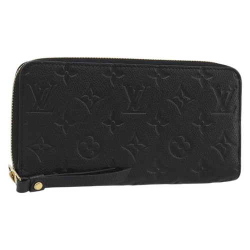 LOUIS VUITTON Monogram Empreinte Zippy Wallet Black M61864 LV Auth 178382A
