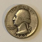 1943 -D Washington Silver Quarter 90% Silver KM# 164 US Junk Silver Bullion