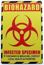 Warning Biohazard Infected Specimen Metal  Door Wall Sign Wall 30x20cm zombie