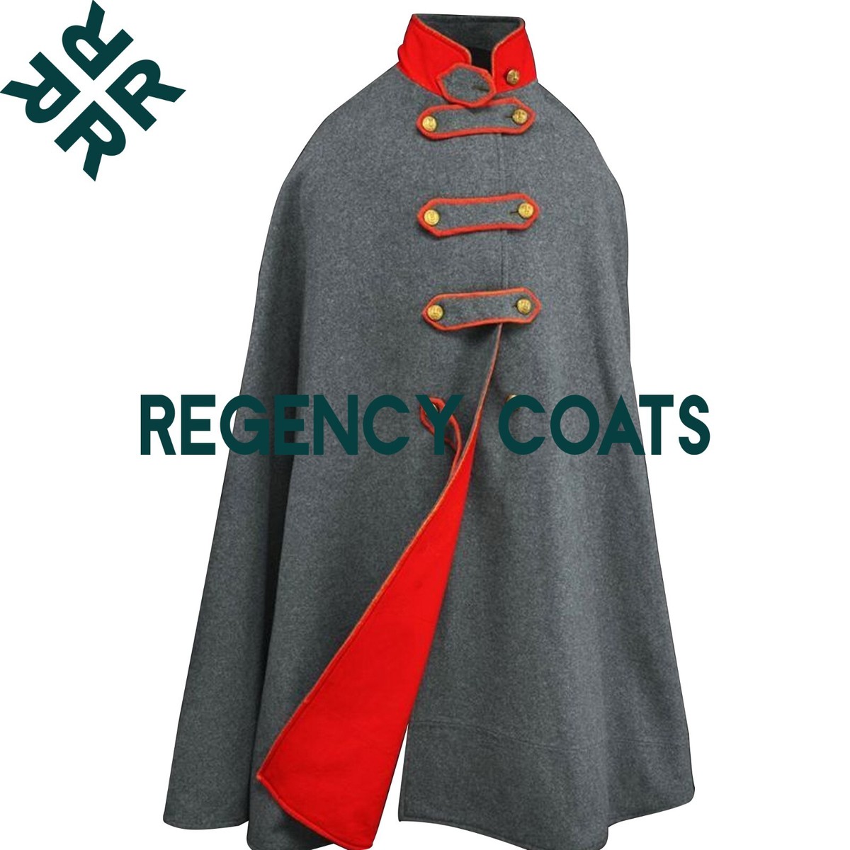 New Ghost Style Cape, Civil War Military Cape Grey Wool Colonel