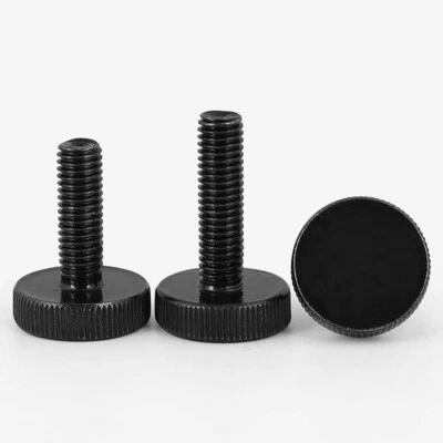Black Steel Knurl Hand Tighten Thumb Screw Bolt Curtain Wall Glass Thumbscrew