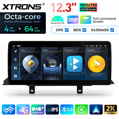2K 12,3'' Autoradio für BMW 3/4er F30 F32 F34 NBT 4+64GB Android 14 GPS Global 4G