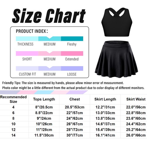 Kids Activewear Suits Criss Cross Back Kids Sportswear Set Casual Mini Skirt - Picture 125 of 140