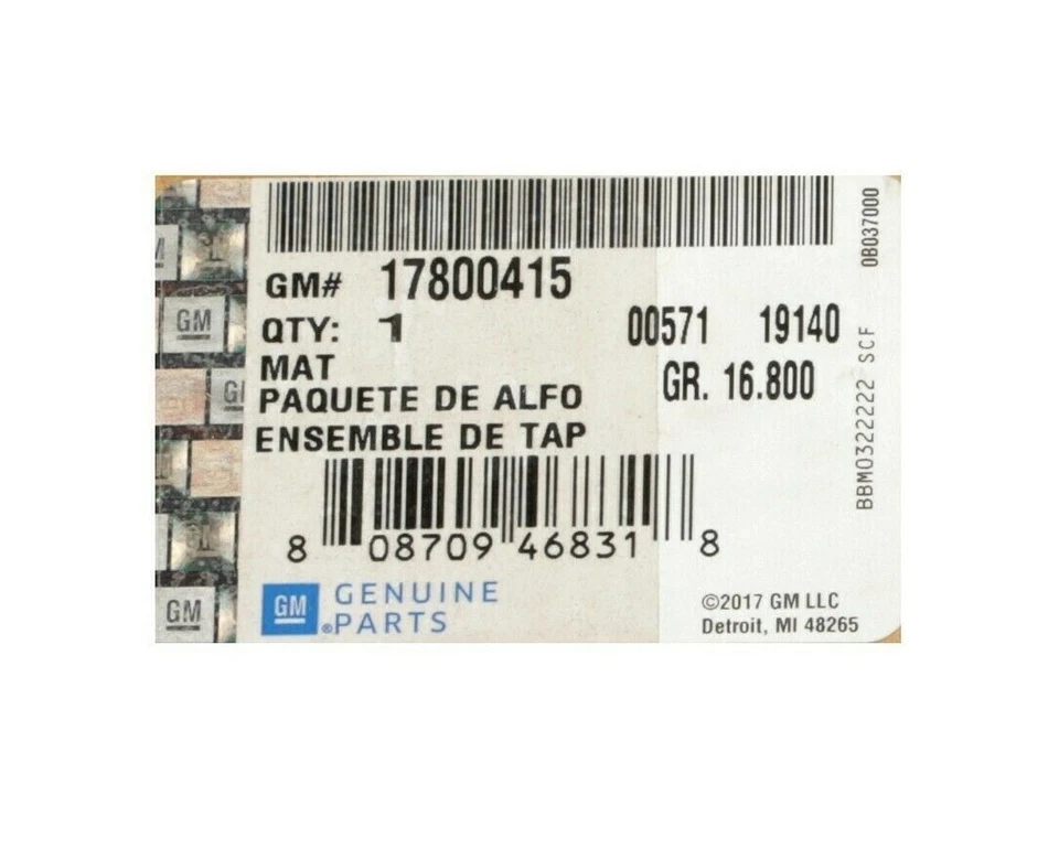 Genuine GM 2007-2013 Chevrolet One-Piece Carpet Floor Mats Ebony Rear 17800415 - Изображение 3 из 3