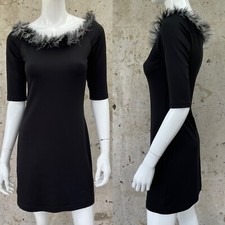 Vintage 90  s/Y2K Black Rave/Goth Mini Dress With Maribou Feathers, S