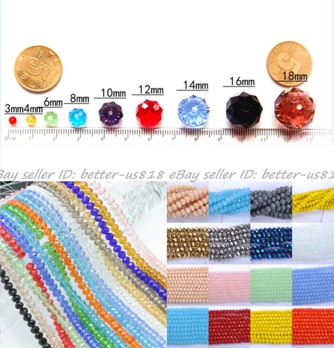Wholesale Quality Czech Crystal Faceted Rondelle Spacer Beads 4MM 6MM 8MM 10MM - Picture 3 of 101